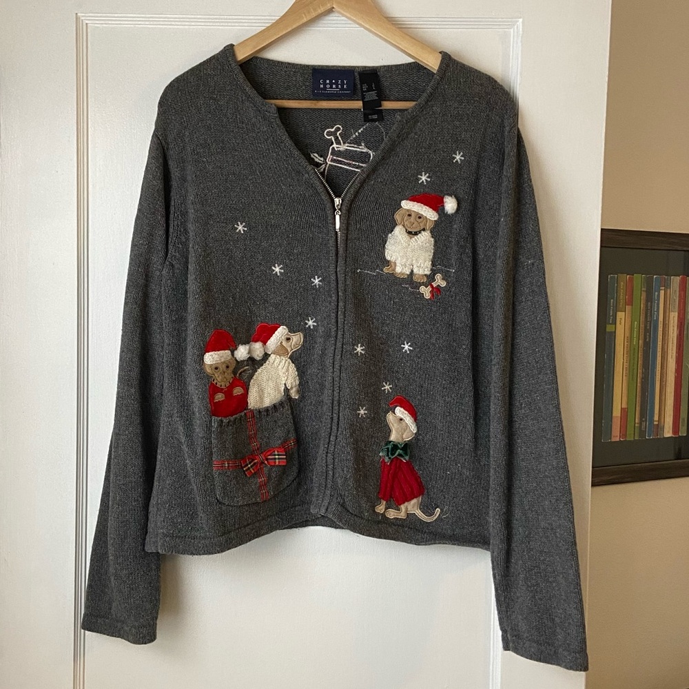 Christmas sweater Santa dogs